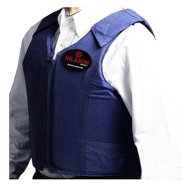 Equestrian Horse Riding Vest Safety Protective Hilason Denim Rough Stock